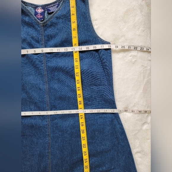 VINTAGE 100% COTTON Y2K Jean Dress with Waterfall Hem - Picture 11 of 11